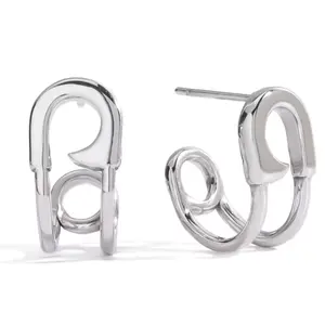 Safety Pin Hoops - Pair - Stainless Steel