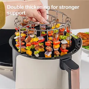2 Counts Air Fryer Rack Round, Spacious Grill for Kebabs