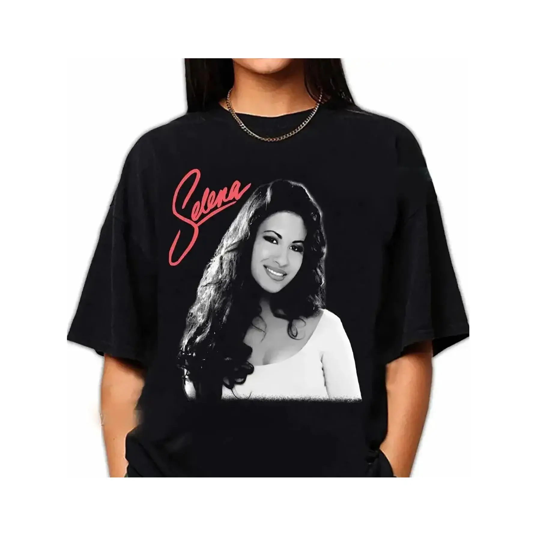 Men's Selena Quintanilla Vintage Graphic T-shirt, 100% Stretch Cotton Casual Streetwear Tee, Short Sleeve Crewneck Regular & Plus Size Top, Tshirt, Graphic T Shirts, Chic, Chinese New Year, Valentines Day, Lightweight, Selena Theme, Business, All-Over Pri