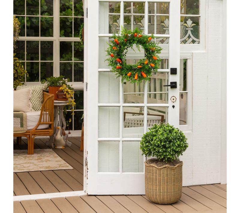 Nearly Natural 22" Mixed Fern Wreath with Carrot Ornaments