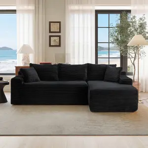 106.3 Inch Cloud Modular Sectional Sofa Couch, Modern Minimalist L-Shaped Upholstered Corner Sofa with Extended Chaise Lounge, Oversized Deep Seat Comfortable Cloud Couch, No Assembly Required Freestanding Modular Sofa Furniture for Living Room Bedroom Ap