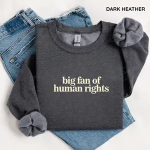 Big Fan of Human Rights Sweatshirt, Equality Graphic Sweater, Social Justice Activism Top, Political Protest Outfit, Change Maker Womenswear,  Top Apparel