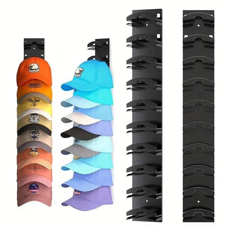 2pcs Space-Saving Hat Organizer for Baseball Caps, Strong Adhesive Wall Mount, Holds Up to 20 Hats, Versatile Display & Storage Rack Cap Holder Hat Hanger