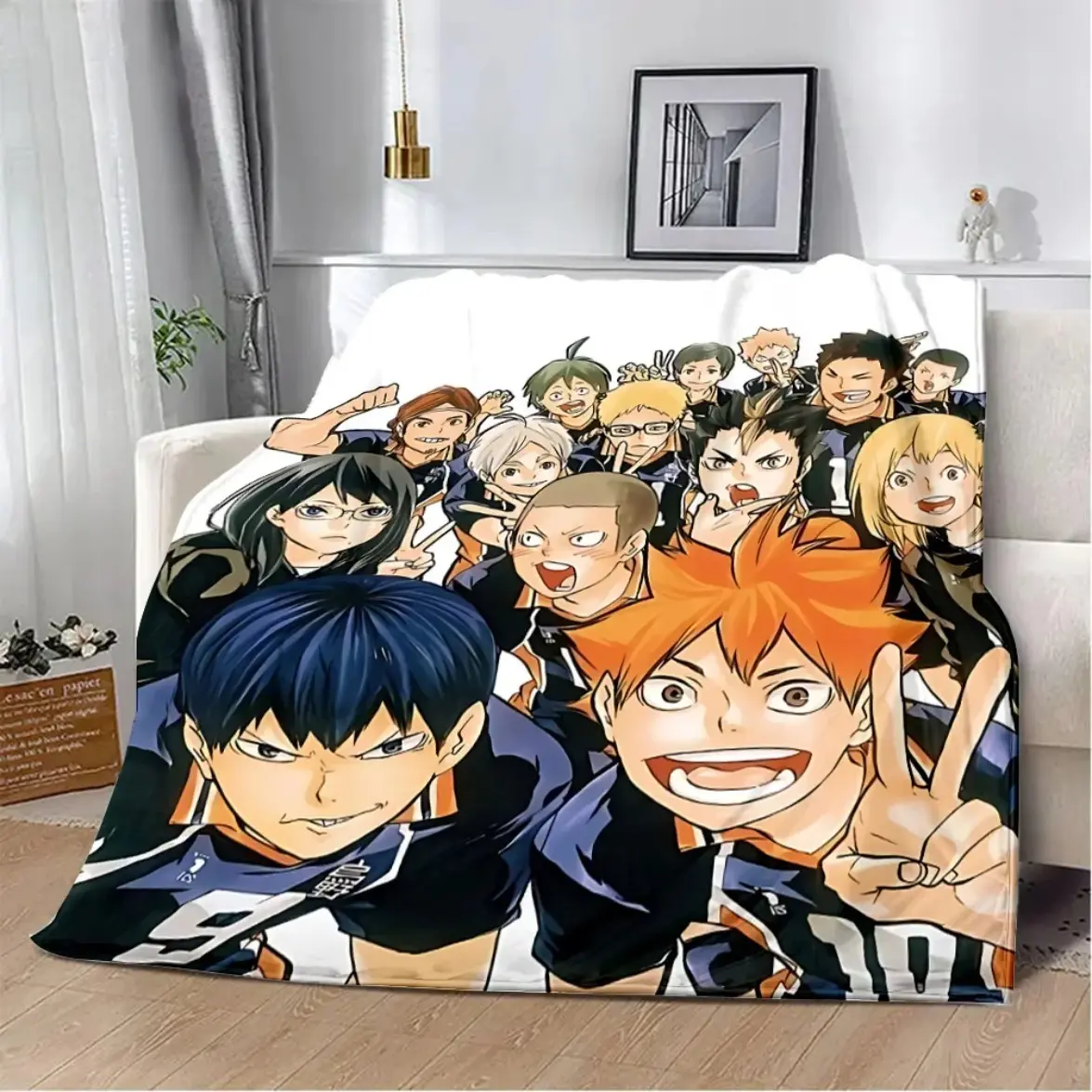 Japan Anime Haikyuu Printed Flannel Blanket Picnic Blankets Warm Flannel Blanket Soft and Comfortable Blanket Home Travel Birthday Gift