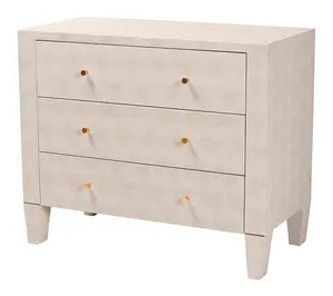 Baxton Studio Leyna Beige Faux Shagreen Storage Cabinet