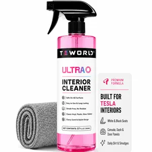 Tesla Seat Cleaner & Stain Remover, Interior Cleaner for White & Black Vegan Leather, Interior Cleaning Kit for Seats, Console, Dash, Model 3, Y, S, X, Cybertruck Accessories 2026 (Cherry Pink)