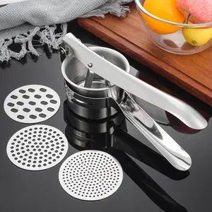 Stainless Steel Potato Ricer with 3 Interchangeable Fineness Discs – Perfect Kitchen Tool for Mashed Potatoes