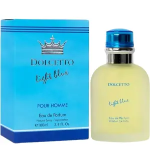 Dolcetto Light Blue Eau De Parfum for Men 3.4 Fl. Oz. 100ml Woody Floral & Aquatic Fragrance Gift for Any Occasion