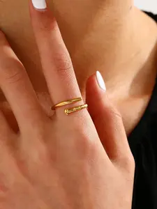 Women's Stainless Steel Nail Ring, Style Plated Adjustable Open Finger Ring, Perfect for Daily Wear & Gifts, Adjustable Rings