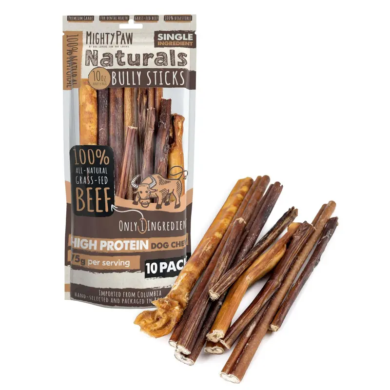 Mighty Paw Naturals Bully Sticks: All-Natural Dog Chews for Healthy Teeth and Gums
