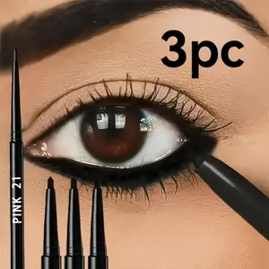 3 stock-up packs, waterproof and sweat-proof black eyeliner - long-lasting, stain-proof, suitable for bold eye makeup, a must for beginners, easy to color, Enhance Eye Makeup