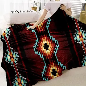 Navajo Style Blanket, Soft Warm Throw Blanket, Air-conditioned Room Blanket, Warm Nap Blanket for Home Office Travel, Lightweight Cozy Blanket