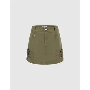 URBAN REVIVO 2026 Women's Minimalist Fitted Basic Cotton Blend Mini Straight Cut Skirt - Flattering Hips, Multi-Size Women's Bottoms with Comfortable Fabric