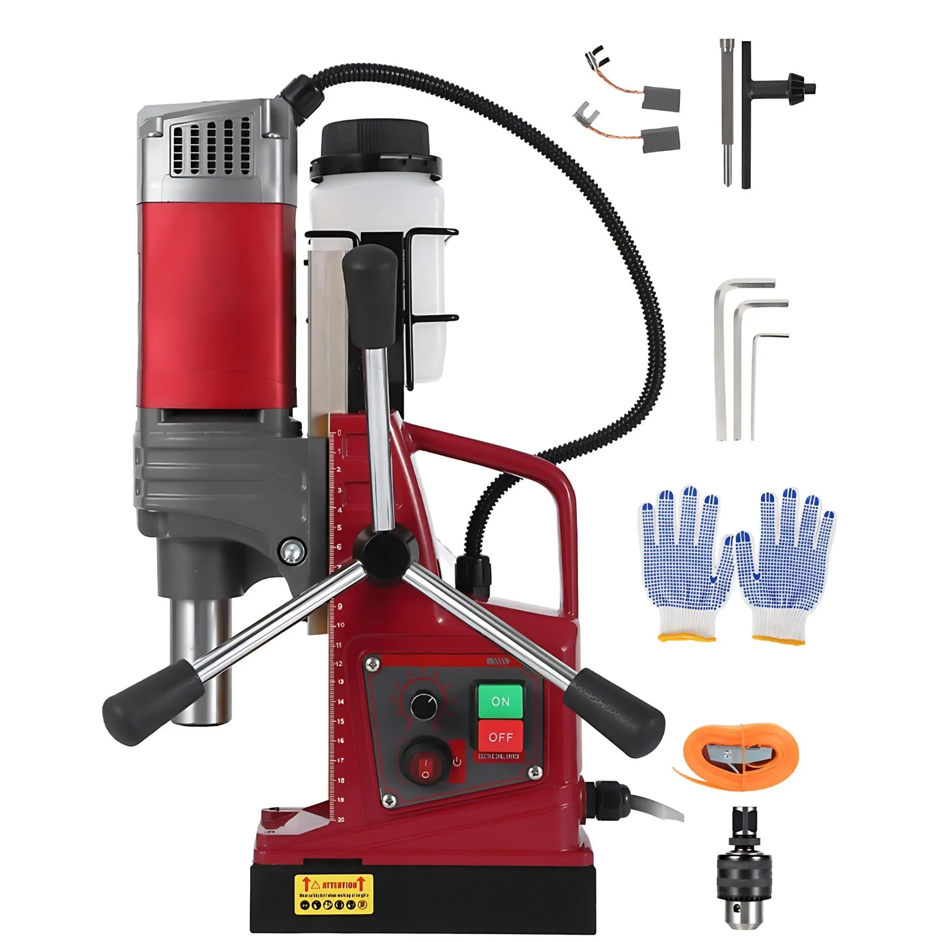 GARVEE Portable Magnetic Drill Press with Magnetic Base - 2 in Boring Diameter, 820 RPM, 2922 Lbf/14000N, 1550W Power, 10-Speed, Double Dovetail, Adapter-Included Kit for Home & Industrial Use