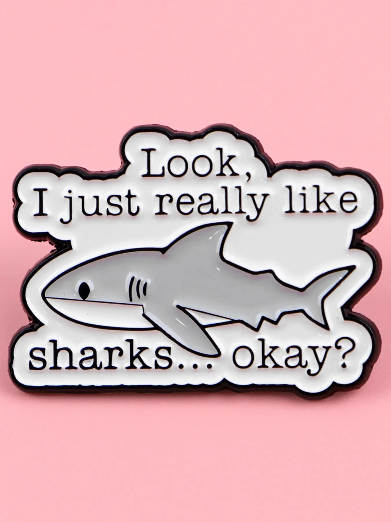 Adorable Cute Shark Enamel Brooch Pin, Collectible Alloy Badge, Backpack & Bag Decoration, Fun Birthday Gift for Shark Lovers, Jewelry & Office Supplies
