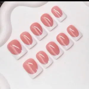 10 pieces French tips handmade press on Nails in variety of style