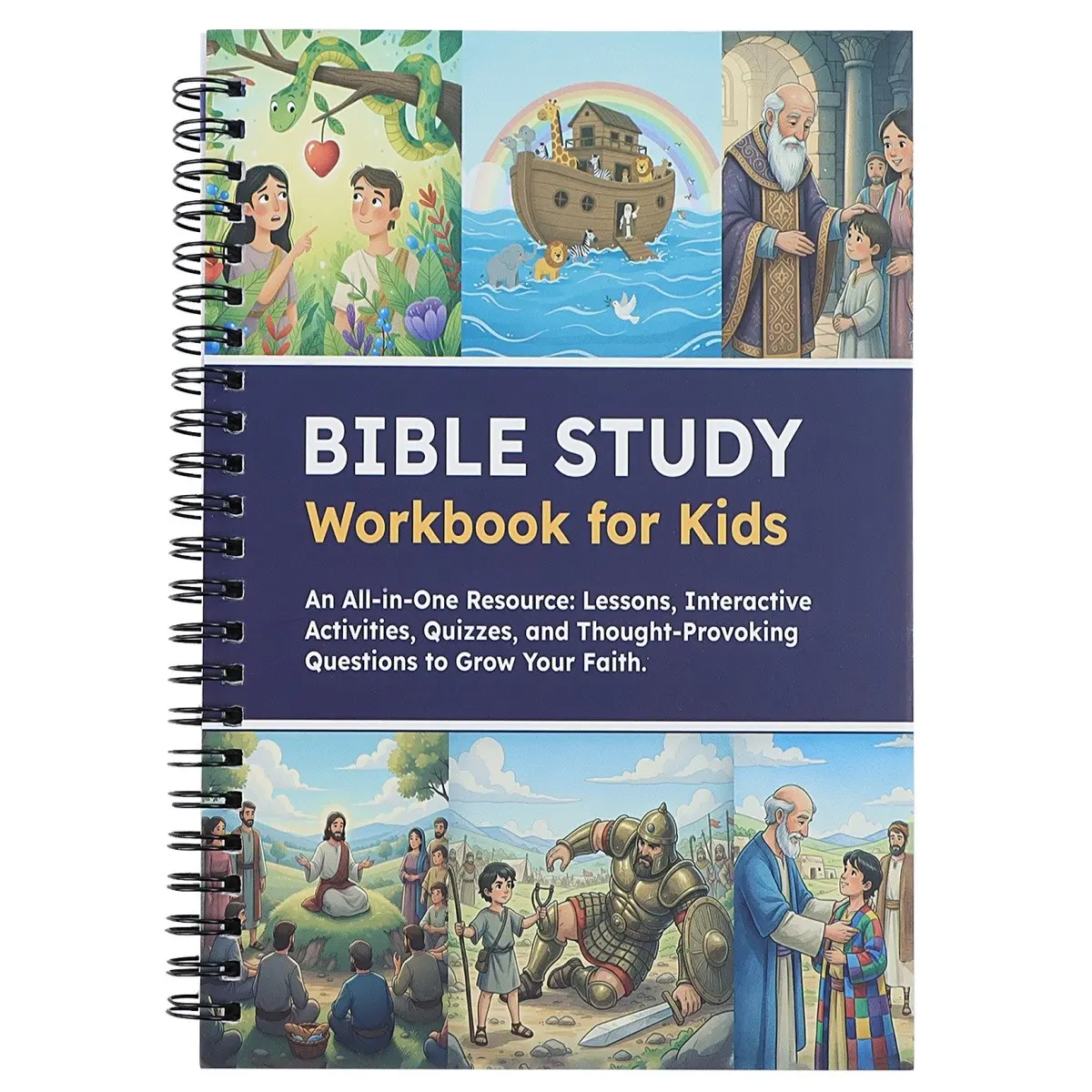 Bible Study Workbook for Kids, One-Stop Resource with Courses, Interactive Activities, Tests, and Thought-Provoking Questions, Visual Learning Tools, Bible Study Supplies