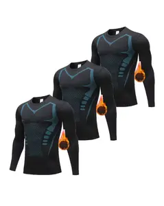 3-Pack Men's Fall/Winter Fleece-Lined Sports Tops | Thickened Warmth & Heat Retention, Skin-Friendly & Breathable – Perfect for Home Leisure & Outdoor Running