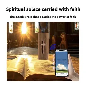 Car-mounted accessory / necklace wooden cross necklace pendant Bible reading NFC mobile phone touch-and-go induction to jump to link