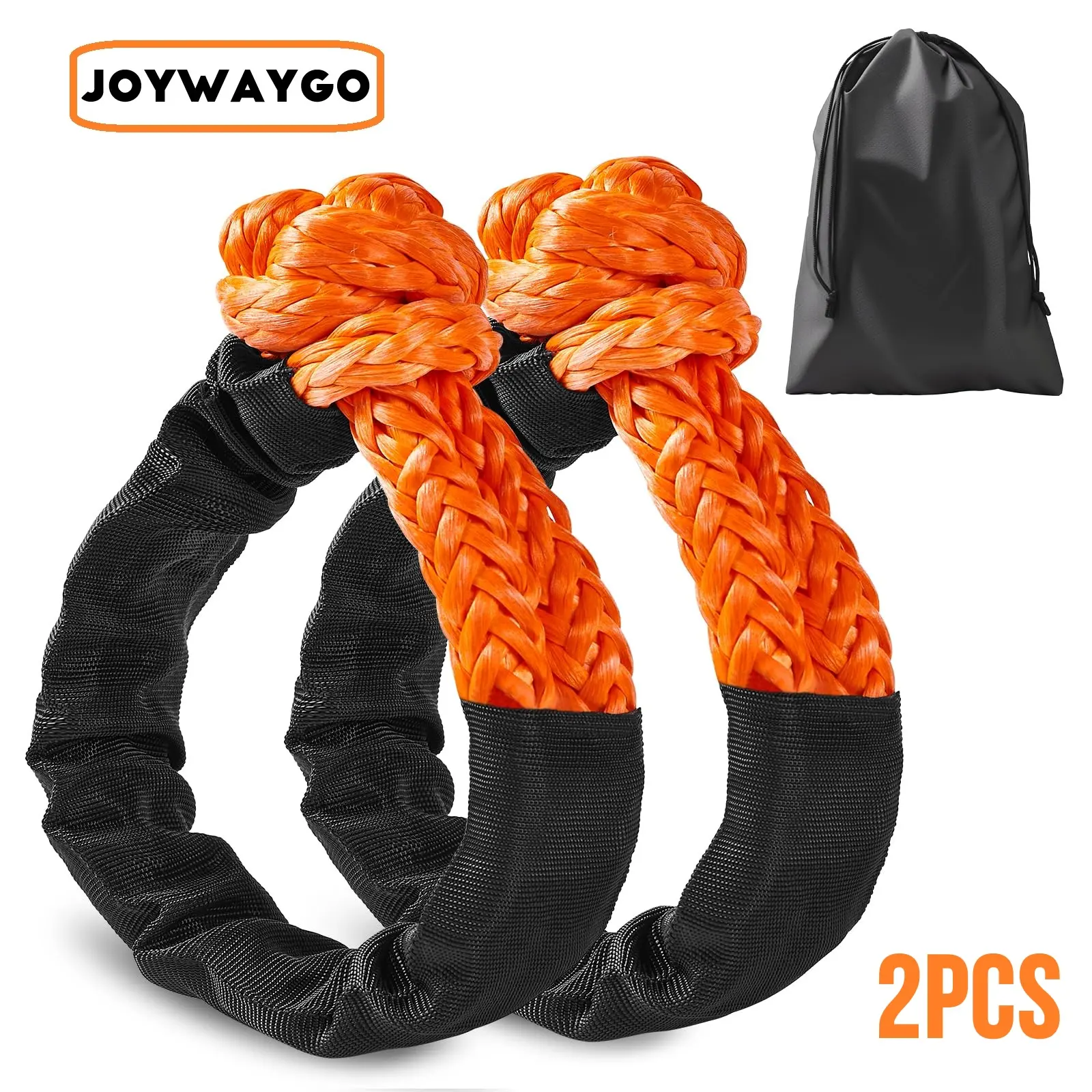 JOYWAYGO 2 Pack Soft Shackle, 1/2,3/8" X 22 Inch 38,000 LBS Breaking Strength,Synthetic Soft Shackle Rope with Sleeves for SUV,ATV,Truck,4X4 Truck Jeep, Safer Than Metal Shackle