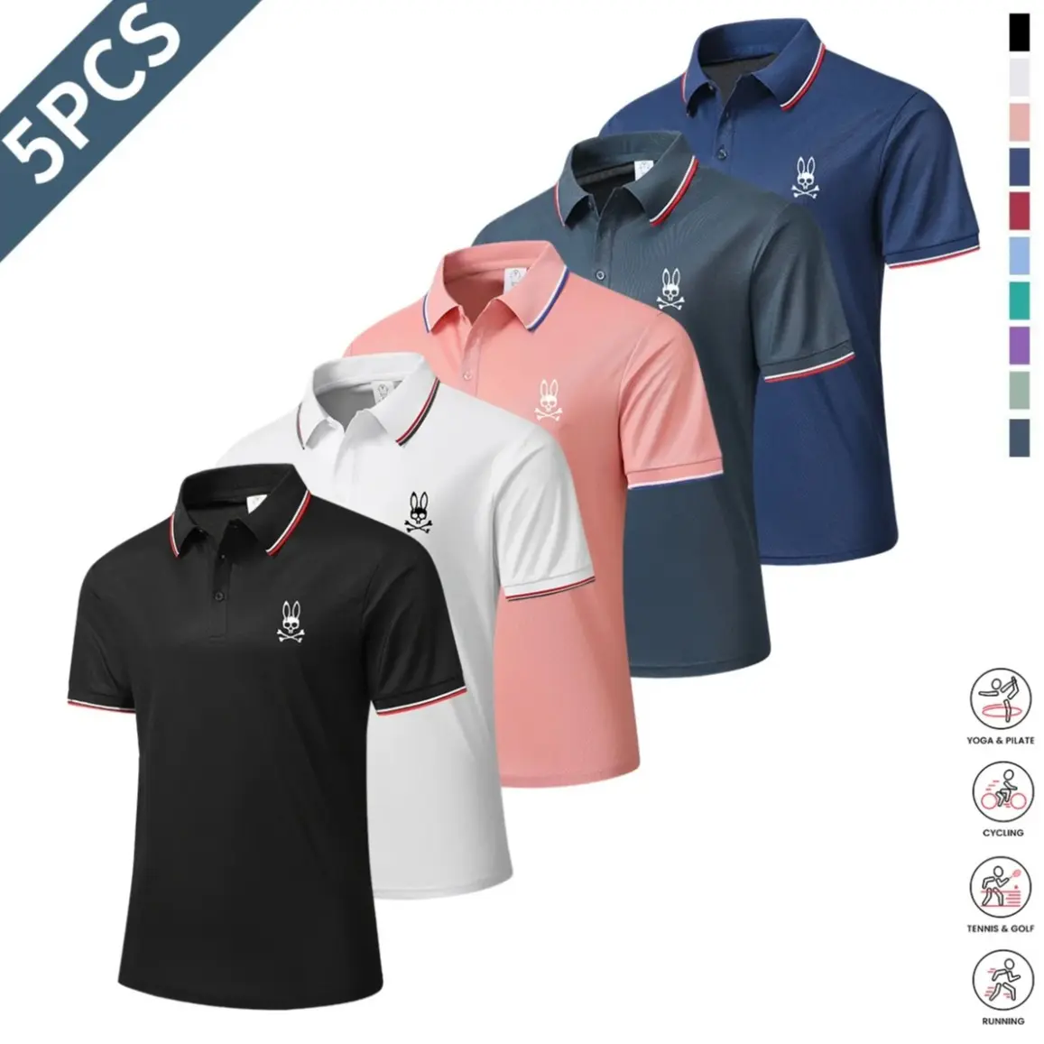 Black + White + Pink + Dark Gray + Dark Blue