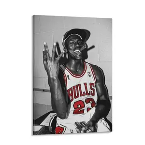 MichaelJordan Poster Basketball Wall Art Sports Print Motivational Gift for Fans Canvas Painting Solid Wood Frame Waterproof All-Scene Versatility