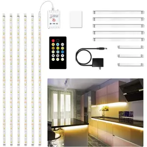 Under Cabinet Lights, 6 PCS Under Cabinet Lighting with Remote, Dimmable LED Strip Lights For Bedroom, For Kitchen Cabinet,Counter Shelf 2700K-6500K Warm to Daylight White, 9.8ft