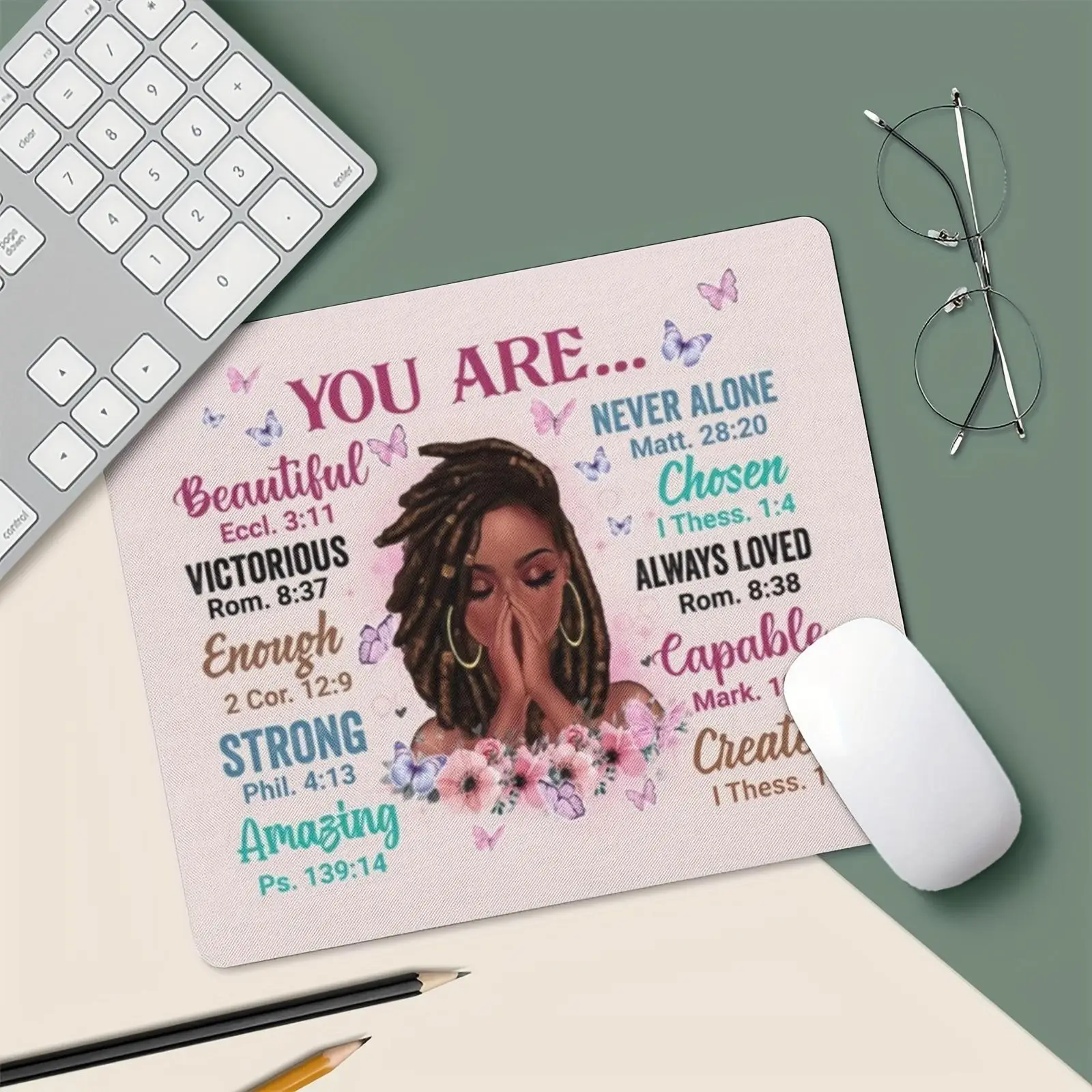 Slogan Pattern Mouse Pad, Multipurpose Gothic Square Mouse Pad, 1 Count Non-slip Rubber Base Mouse Pad, Computer Accessories for Home Office Work Game