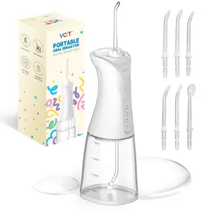 VCIT Water Flosser for Braces - 350ML Cordless Portable Oral Irrigator with 4 Modes & IPX7 Waterproof for Kids and Adults, Travel & Shower Use（White）