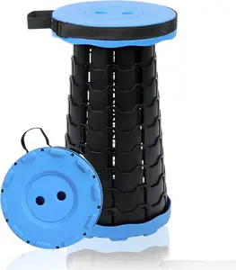 Foldable Telescoping Stool for Adults – Retractable Collapsible Seat with 550lb Load Capacity, Portable for Camping