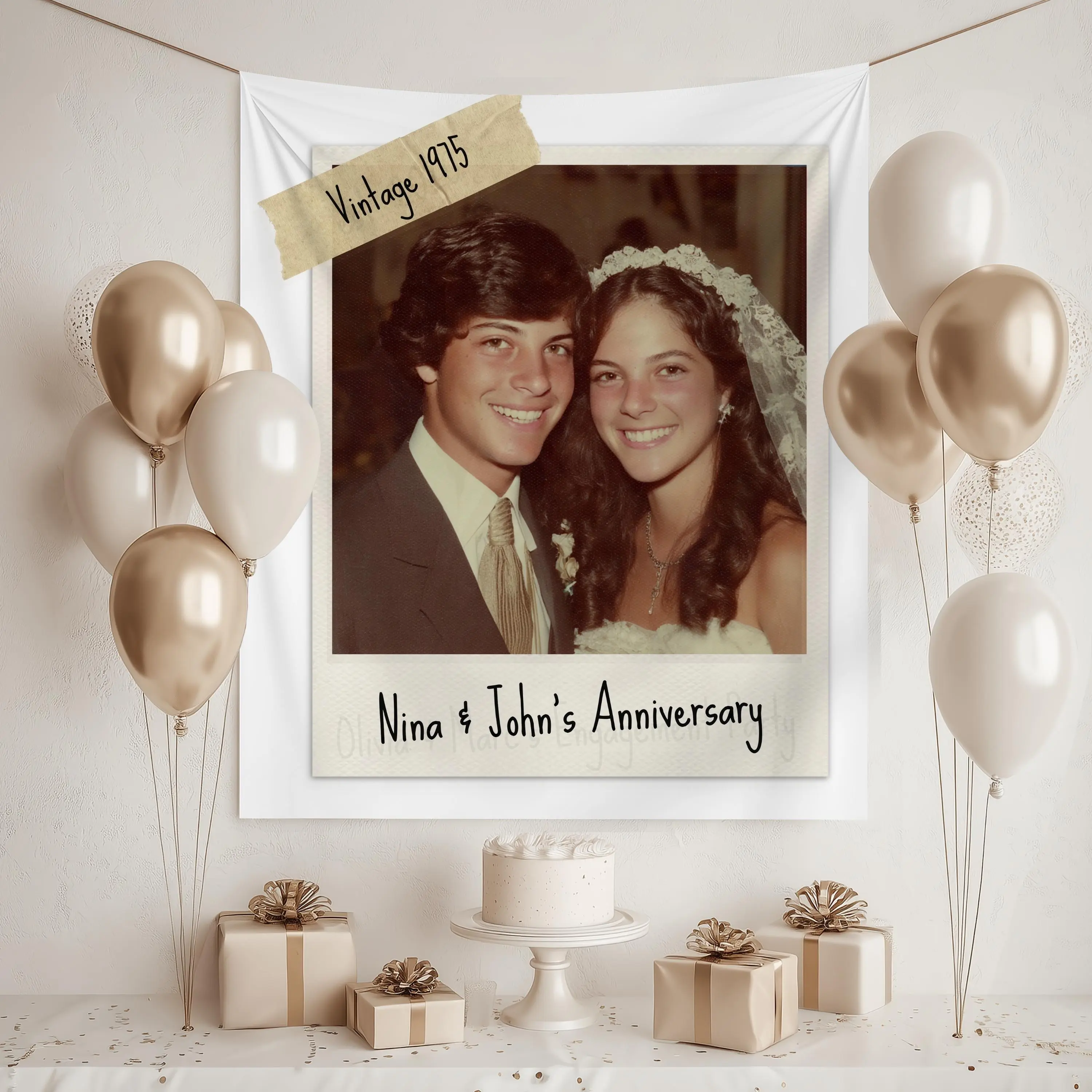 Birthday Tapestry Custom Photo And Text Party Banner Vintage Birthday Backdrop