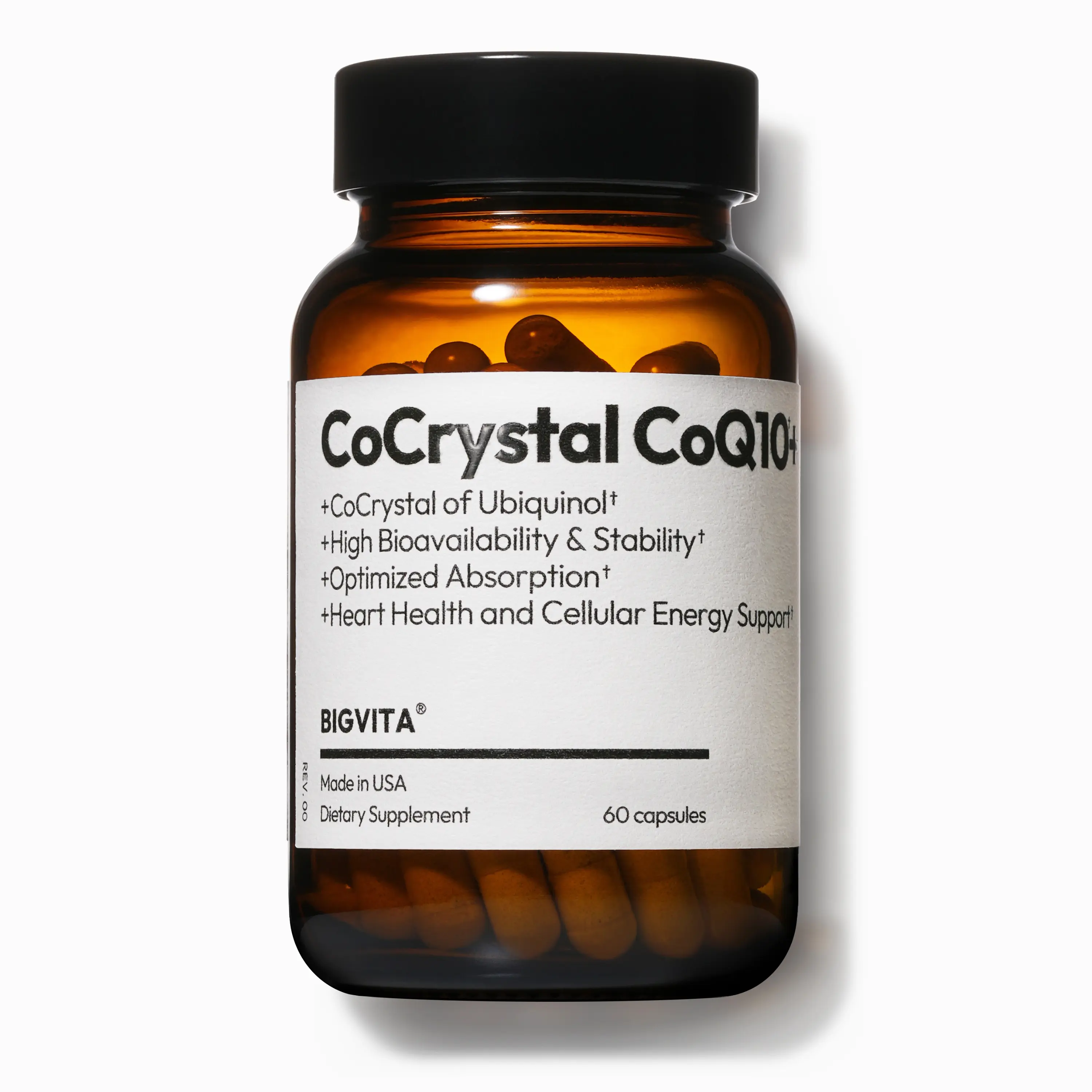 BIGVITA CoCrystal CoQ10+ | High Absorption Ubiquinol with PQQ SOD & BioPerine 4.5x Better Bioavailability for Heart Energy & Cellular Vitality Endurance Supplement