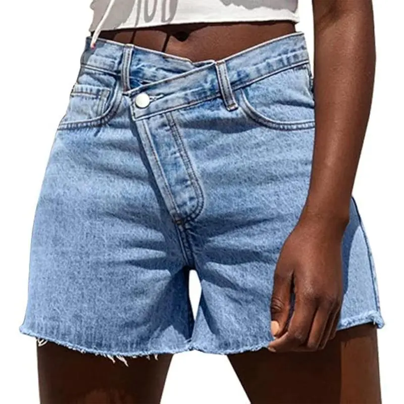 Women's cross high waisted jeans shorts elastic casual denim shorts boyfriend summer women's street wear bottomsGift