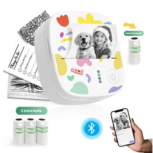 XenGro Mini Printer Bluetooth included 3 Roll label Thermal Pocket Printer,Inkless Small printer B&W Printing Only for Photos, Study Notes, Lists,Memos, Journals Printing Machine Sticky Label, Birthday Gifts for Kids White