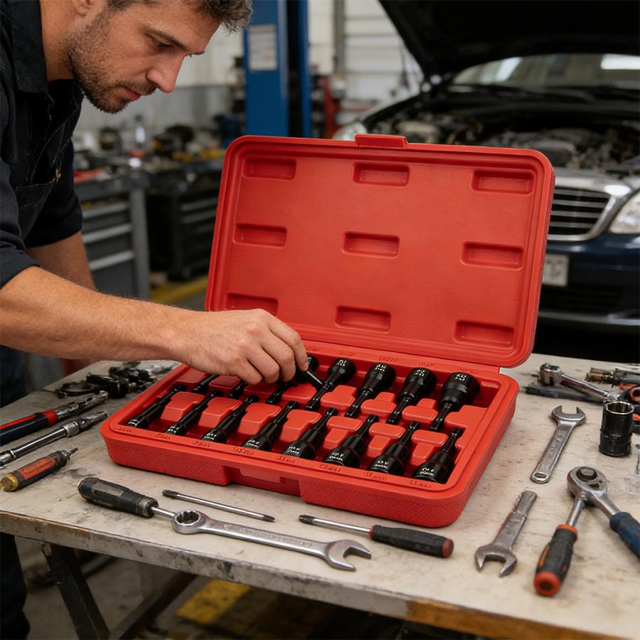 15-Piece Magnetic Nut Driver Set Chrome Vanadium Steel 1/4" Hex Shank Impact Resistant SAE 1/4"-9/16" Metric 6-14mm Hand Tools for Auto Repair, Home Maintenance, Furniture Assembly and Garage Workshop 15-Piece Magnetic Nut Driver Set Chrome Vanadium Steel 1/4" Hex Shank Impact Resistant SAE 1/4"-9/16" Metric 6-14mm Hand Tools for Auto Repair, Home Maintenance, Furniture Assembly and Garage Workshop