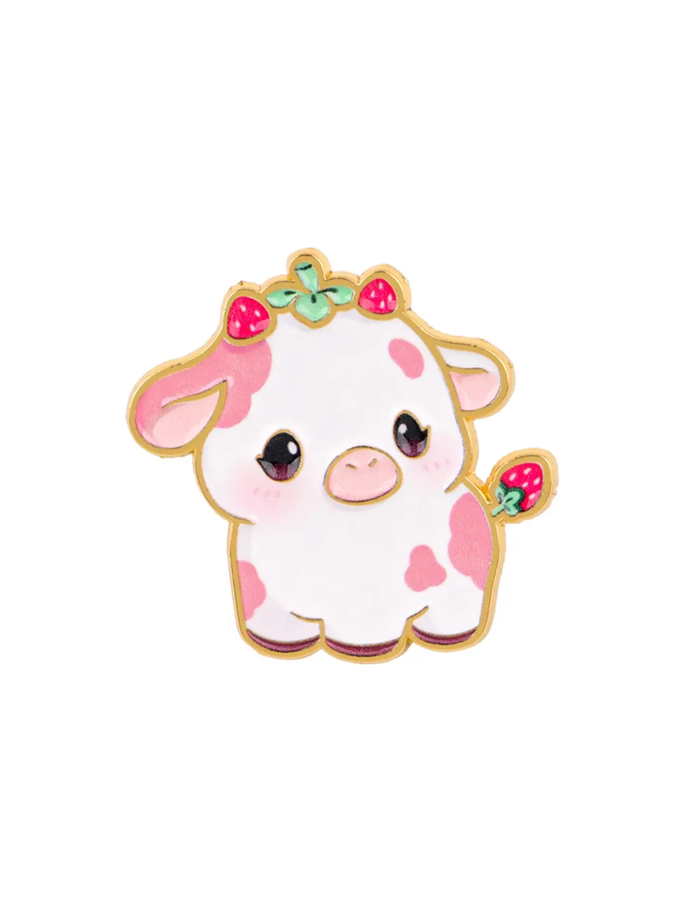 Strawberry Cow Enamel Brooch Pin, Fashion Sweater Hat Backpack Badge Accessory, Cute Animal Pattern, Suitable for Daily Wear, Cute Collectible