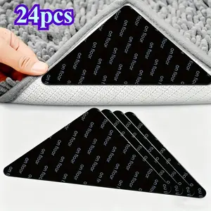 24-Piece Rug Grippers & Anti-Slip Stickers - Non-Slip Rug Pads for Hardwood, Tile, and Marble Floors - Double-Sided Adhesive Grips to Keep Corners Flat - Removable Rug Tape