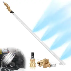 Radiator Cleaning Wand 24'' Heavy Duty - 4500 PSI Stainless Flush Tool w/ 2x QC | Flexible Nozzle for Cars/Trucks/RV AC Condensers Pressure Washer Attachment Pressure Washer