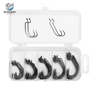 EchoBox Pro-Grade Worm fishing Hook Set 100-Piece | Offset & EWG Hooks for Texas Rigs, Creature Baits & Swimbaits – Bass Mastery in Every Size!