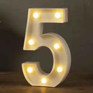 Light Up Numbers-5, LED Marquee Number Lights Sign 26 Alphabet and 10 Number Big Lights Led Letters for Party Birthday Bar Battery Powered Christmas Decor Letter Lights (Warm White)