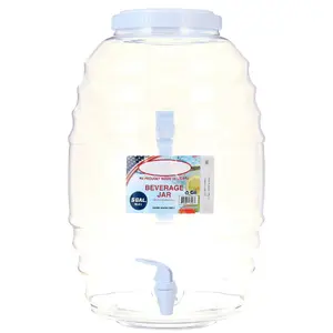 5 Gallon Vitrolero Beverage Dispenser with Spigot & Lid, Large BPA Free Water Jug for Parties, Outdoor Events, Lemonade, Juice & Cold Drinks, Portable Heavy Duty Drink Container with Handle, White Beverage Server
