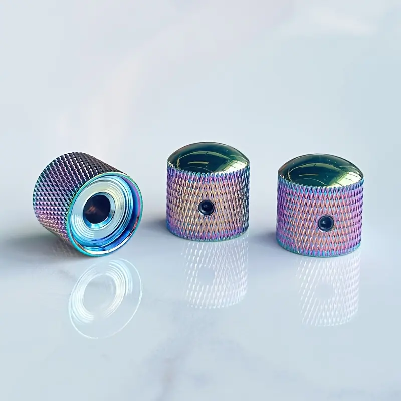 3pcs Guitar/Purple & Bronze-colored Knobs Suitable for Electric Guitars & Basses - 6mm Shaft Pot Volume/Tone Controls, Durable Gloss Finish with Textured Grip, Heavy-Duty Music Accessories (for Blues, for Acoustic/Electric Guitars)