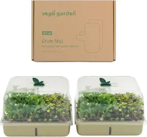 EZ Microgreens Planter with 2 Large Planters 2 Dome Covers & 20 Bamboo Grow Mats for Indoor Growing No Soil Needed