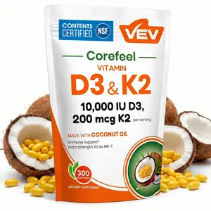 VEV Corefeel Vitamin D3 K2 Supplement Softgels, NSF Certified