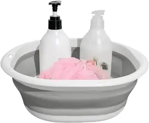 Collapsible Wash Basin Foldable Washing Dish Tub Portable Dishpan Organizer Color Contrast Space Saving Storage