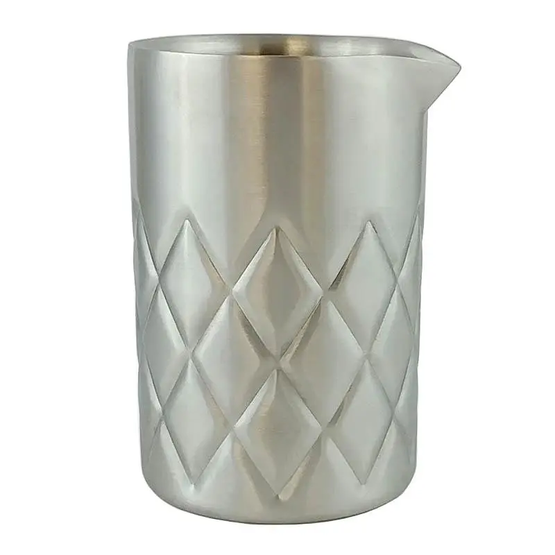 BarConic® Stainless Steel Mixing Pitcher - Double-Wall Embossed Diamond Pattern, 500ml (17oz) Mixology Bar Utensil for Cocktail Lovers, Chilling Aromatic Spirits