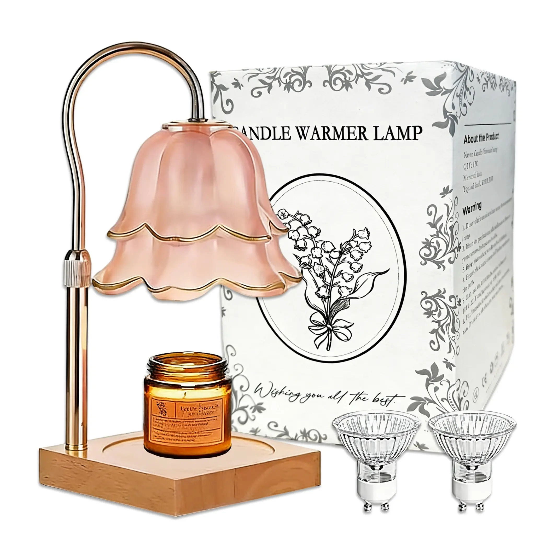 Frosted Pink Flower with Gold Stem