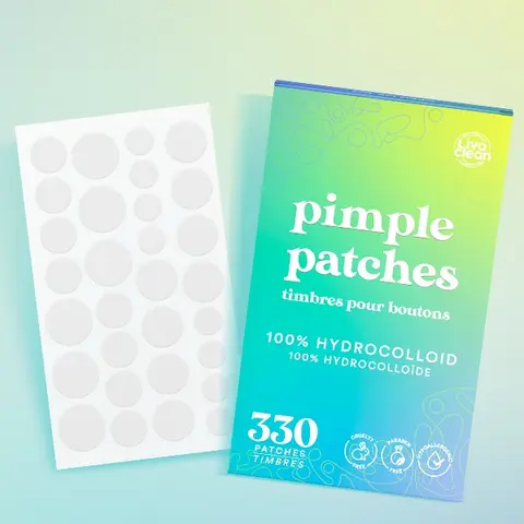 LivaClean 330 CT Hydrocolloid Pimple Patches - Alcohol-Free Adhesive Facial Blemish Stickers, Waterproof, 4 Sizes Invisible, Dermatologically Tested, Cruelty-Free, All Skin Types Acne Care for Chin & Skin Repair