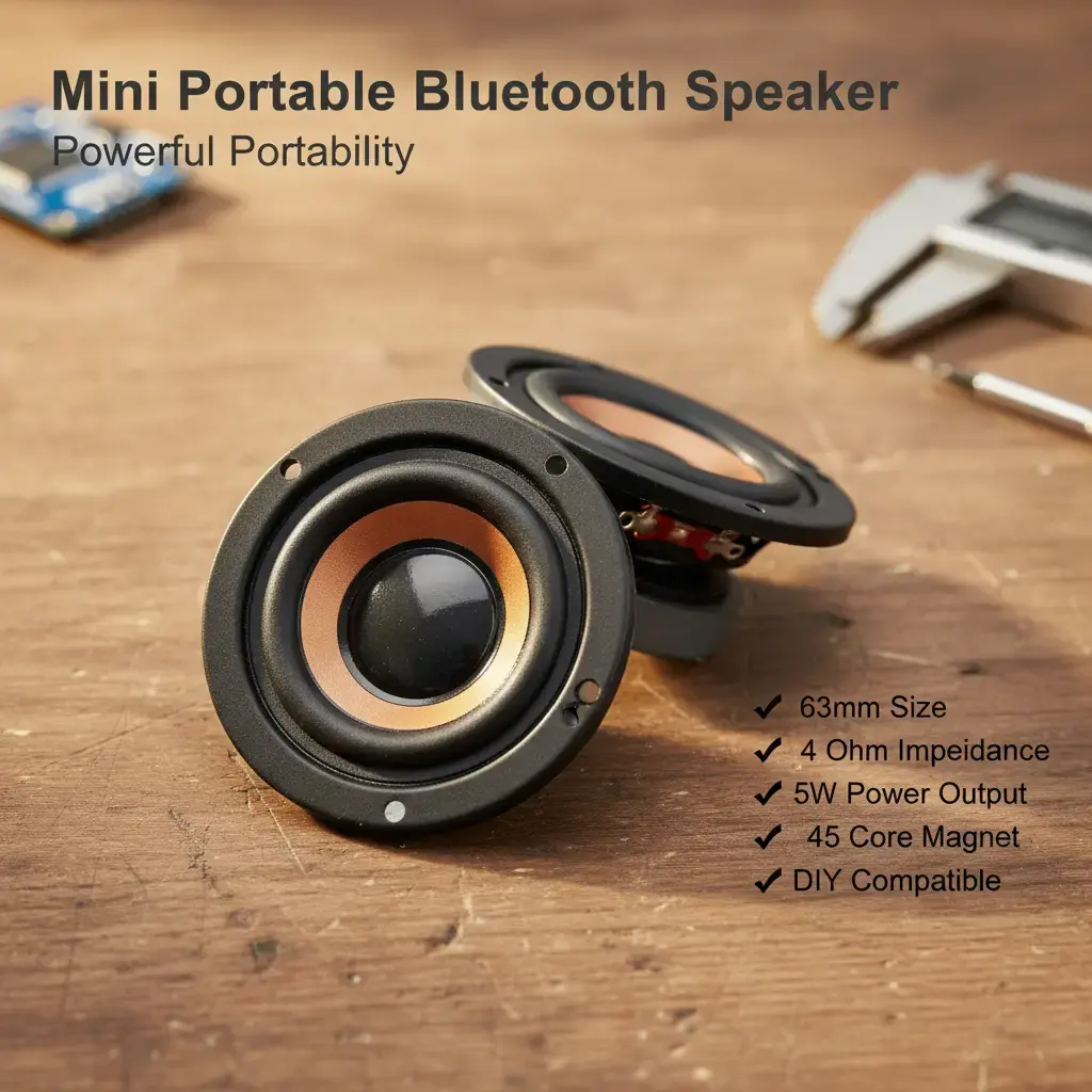 2Pcs 63mm Full Range Speaker Drivers 5W 4Ω - High Performance Magnetic Audio Units for DIY Bluetooth Speaker, Radio & Sound Box Projects