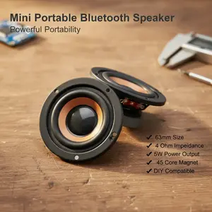 2Pcs 63mm Full Range Speaker Drivers 5W 4Ω - High Performance Magnetic Audio Units for DIY Bluetooth Speaker, Radio & Sound Box Projects